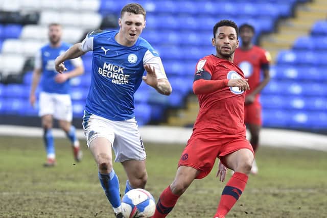 Jack Taylor in action for Posh against Wigan. Photo: David Lowndes.