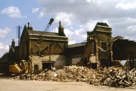 The demolition of Peterborough East railway station underway.
