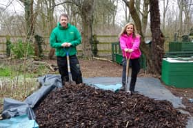 The founders of Up The Garden Bath with donated woodchip from Nene Park Trust. EMN-210503-150933001