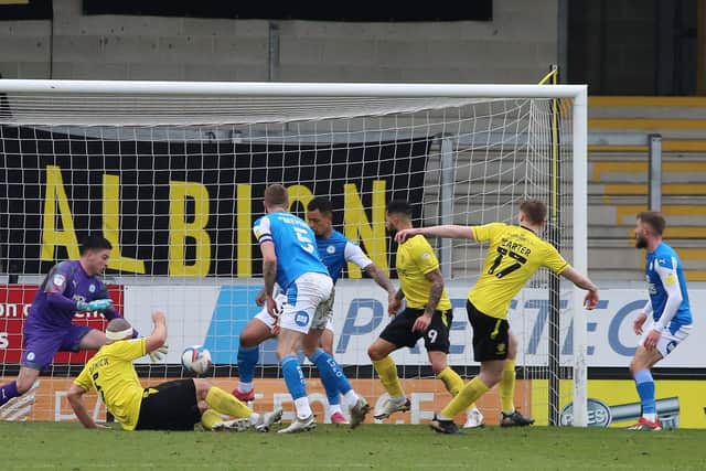 Hayden Carter (17) of Burton Albion scores his sides second goal of the game against Peterborough United. Photo: Joe Dent/theposh.com.