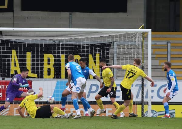 Hayden Carter (17) of Burton Albion scores his sides second goal of the game against Peterborough United. Photo: Joe Dent/theposh.com.