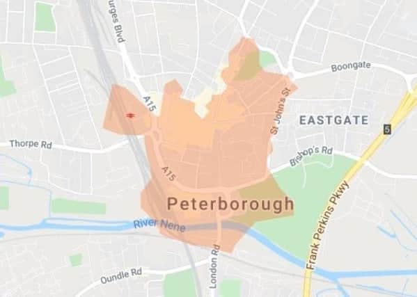 The area affected by the power cut.