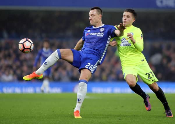 John Terry in action for Chelsea against Posh in a 2017 FA Cup tie at London Road.