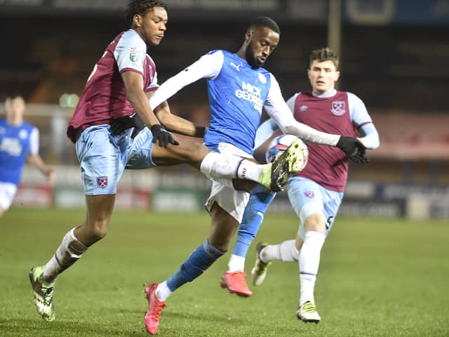 Mo Eisa in action for Posh earlier this season.
