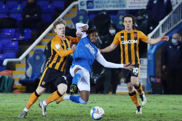 Reece Brown of Peterborough United in action against Hull City. Photo: Joe Dent/theposh..com