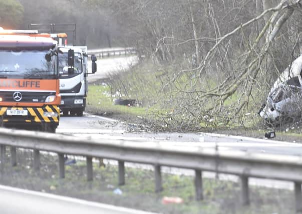The scene of the accident on the northbound carriageway of the A1 between Wittering and Wothorpe.