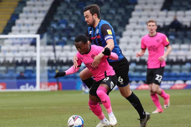 Siriki Dembele in action for Posh at Rochdale last weekend.