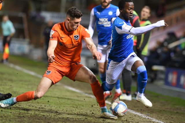Posh star Siriki Dembele in action.