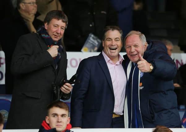 Posh co-owner Stewart 'Randy' Thompson (centre) with fellow co-owner Dr Jason Neale (left) and director of football Barry Fry.