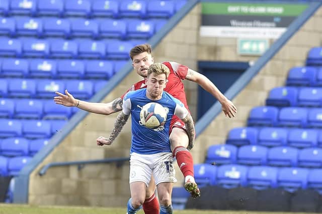 Sammie Szmodics on his way to his second goal for Posh against Accrington Stanley. Photo: David Lowndes.