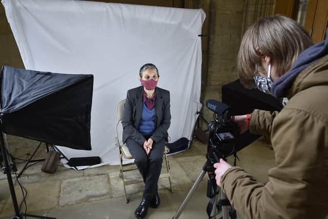 Covid video booth at Peterborough Cathedral. EMN-210104-164833009