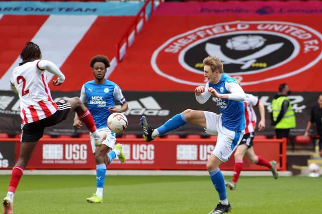 Will Van Lier in action for Posh Youth at Sheffield United. Photo: Joe Dent/theposh.com.