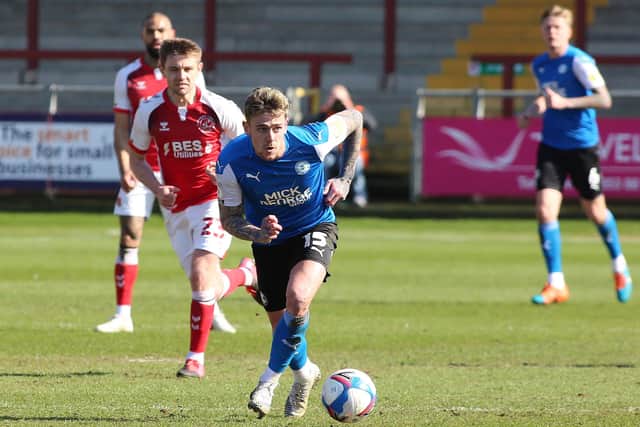 Sammie Szmodics in action for Posh at Fleetwood on Good Friday. Photo: David Lowndes.