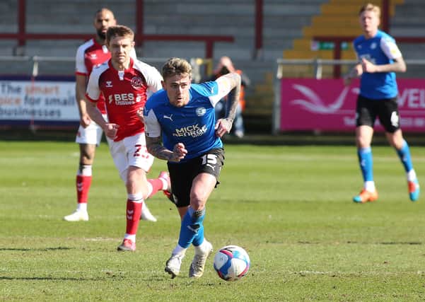 Sammie Szmodics in action for Posh at Fleetwood on Good Friday. Photo: David Lowndes.