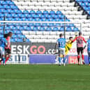 Aiden McGeady's classy free kick flies past Posh goalkeeper Christy Pym for the Sunderland equaliser. Photo: David Lowndes.