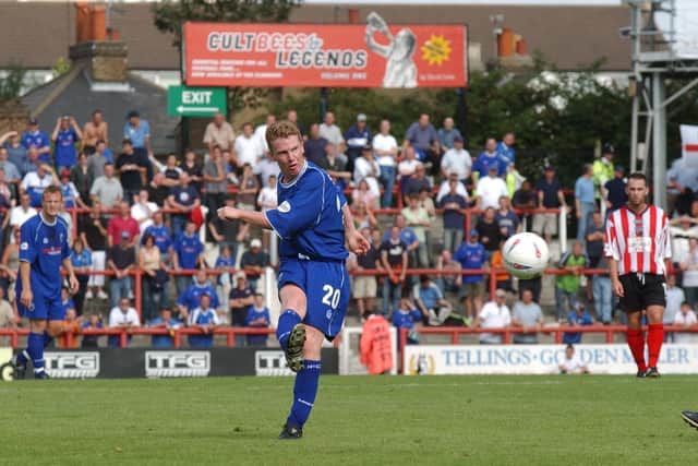 Tony Shields in action for Posh.