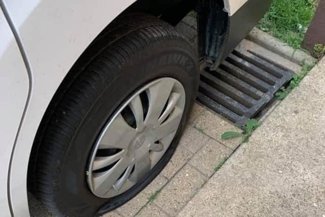 Damage done to cars and property in Dogsthorpe last night.