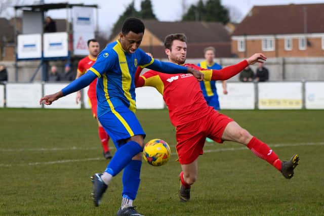 Action from Peterborough Sports v Needham Market. Photo: James Richardson.