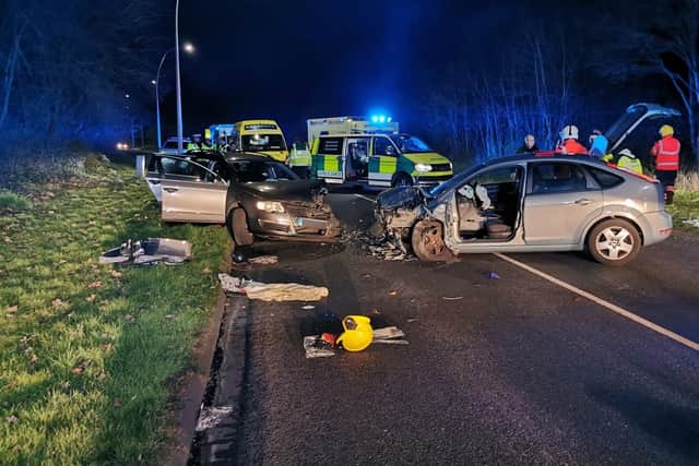 The crash on Fulbridge Road. Photo: Cambridgeshire Fire and Rescue Service
