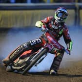 Peterborough Panthers speedway action at the East of England Arena.