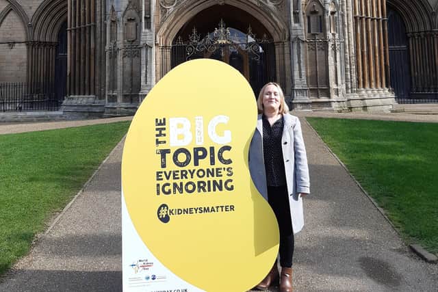 Rosie Loft spreading the word at Peterborough Cathedral
