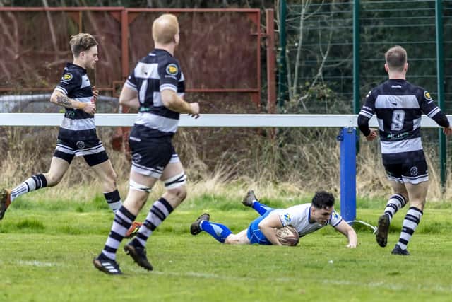 Will Moore scores for Peterborough Lions against Bedford Athletic. Photo: Mick Sutterby.