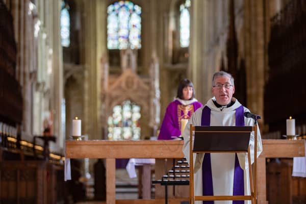 Peterborough Cathedral held its Mothering Sunday service on a live stream. Photo: Terry Harris