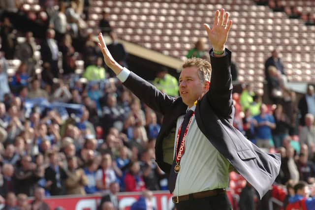 Darren Ferguson soaks up the applause on the final whistle.