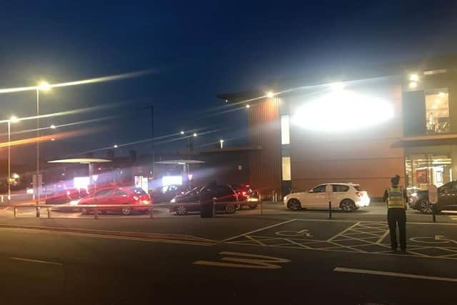 Drivers at McDonald's, Brotherhood, just before the drive-thru closed. Photo: Cambridgeshire police