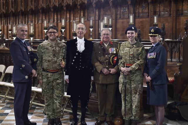 The High Sheriff's Justice Service at Peterborough Cathedral. High Sheriff Neil McKittrick with guests EMN-190610-201101009