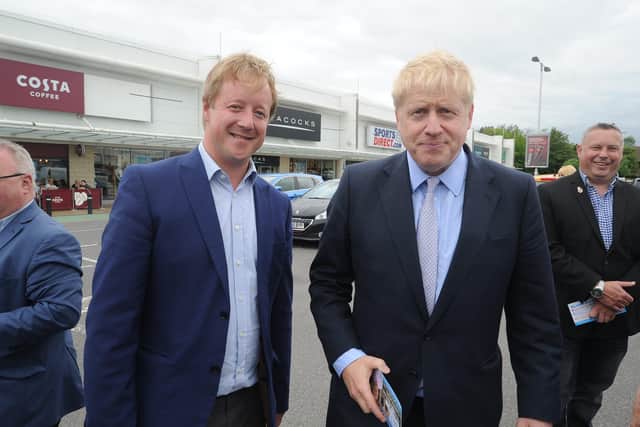 Boris Johnson on the Paul Bristow campaign trail at Bretton Centre EMN-190531-152748009