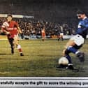Garry Kimble scores the winner for Posh against Liverpool in 1991.