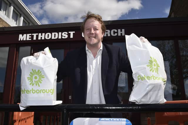 MP for Peterborough Paul Bristow visiting the food bank at Dogsthorpe Methodist Church. EMN-200604-163030009