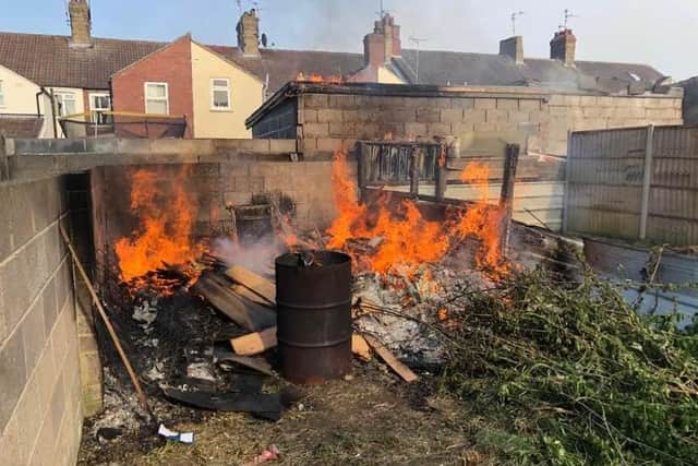 The out of control bonfire. Photo: Cambridgeshire Fire and Rescue Service