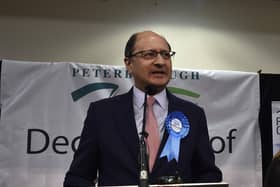 Shailesh Vara giving his victory speech at the General Election
