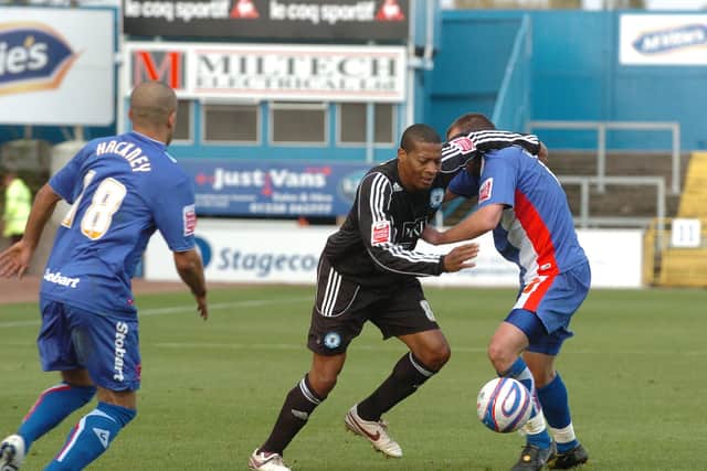 Micah Hyde in action for Posh.