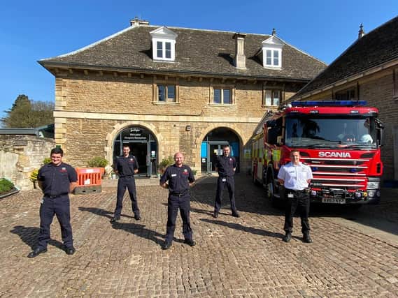 The fire crew at Thorpe Hall