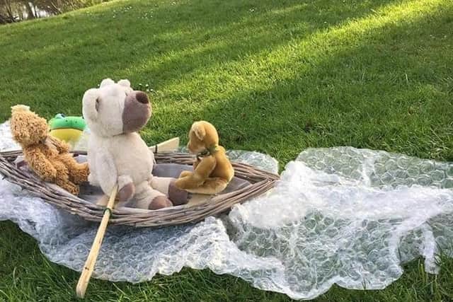 The teddy bears on one of their adventures