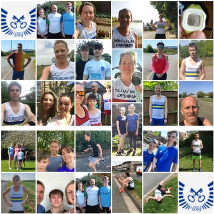 A collage of some of the runners who took part in Peterborough & Nene Valley AC's virtual London Marathon.