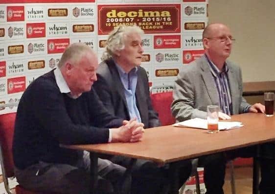 Accrington chairman Andy Holt, far right