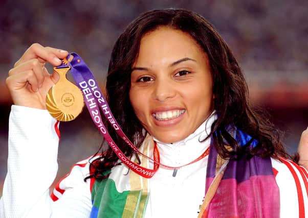 Louise Hazel with her Commonwealth Games gold medal.