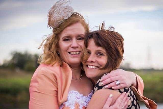 Penny Brett and Sarah Lee at Penny's wedding