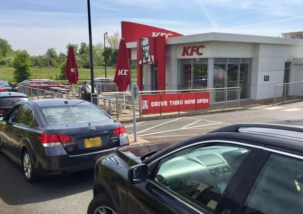 Cars queuing outside KFC in Hampton