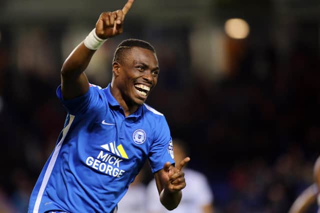 Gaby Zakuani celebrates one of his nine Posh goals.