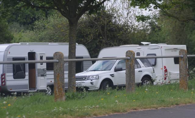 Travellers camped at Lincoln Road, Werrington. EMN-200405-164119009