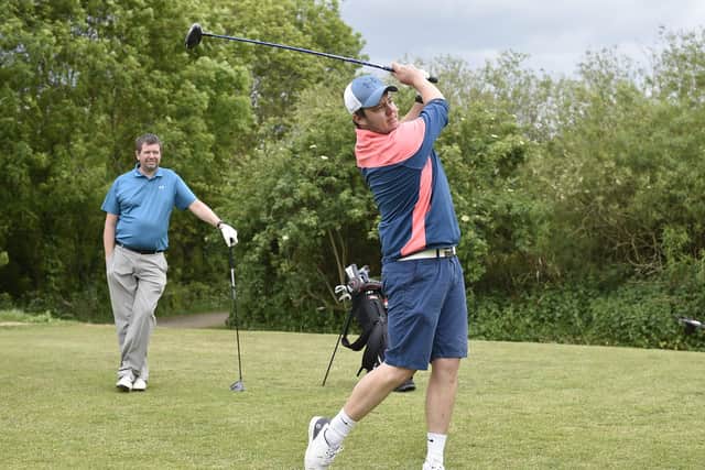 Orton Meadows golfers Luke Allan and Luke Reed out on the course. Photo: David Lowndes.