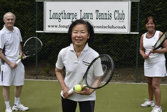 Longthorpe Tennis Club members, from left, Steve Short, Shirley Short and Alison Hurford. Photo: David Lowndes.