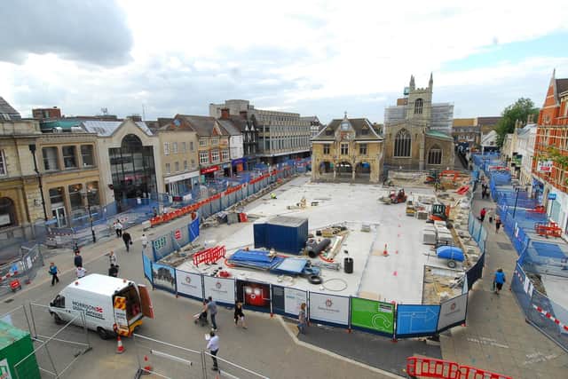 Work continues apace on the renovation of Cathedral Square