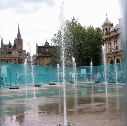 The new Cathedral Square fountains spring into life