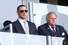 Barry Fry (right) with Posh chairman Darragh MacAnthony.